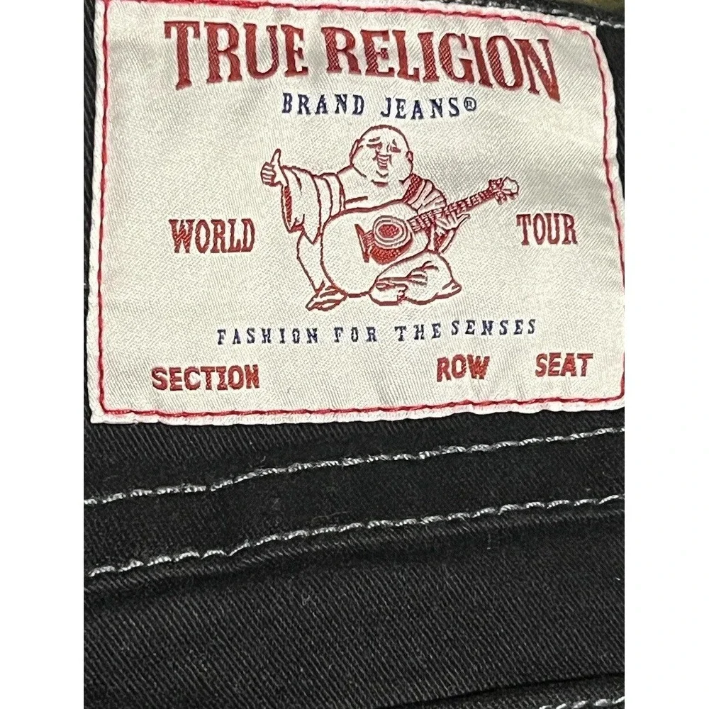 $159 NWT  True Religion Ricky‎ Flap Relaxed Jeans Black WORLD TOUR BUDDHA 32x32